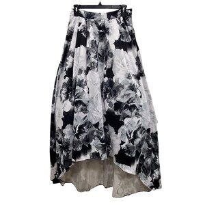 Jodi Kristopher Y2K Junior's Monochrome Floral Tulle Hi-Low Prom Formal Maxi 3
